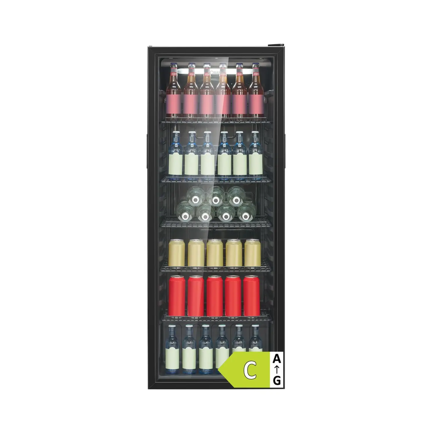 vitrina frigorifica de la bomann, 235 litri, 143 inaltime, negru, cu 5 rafturi