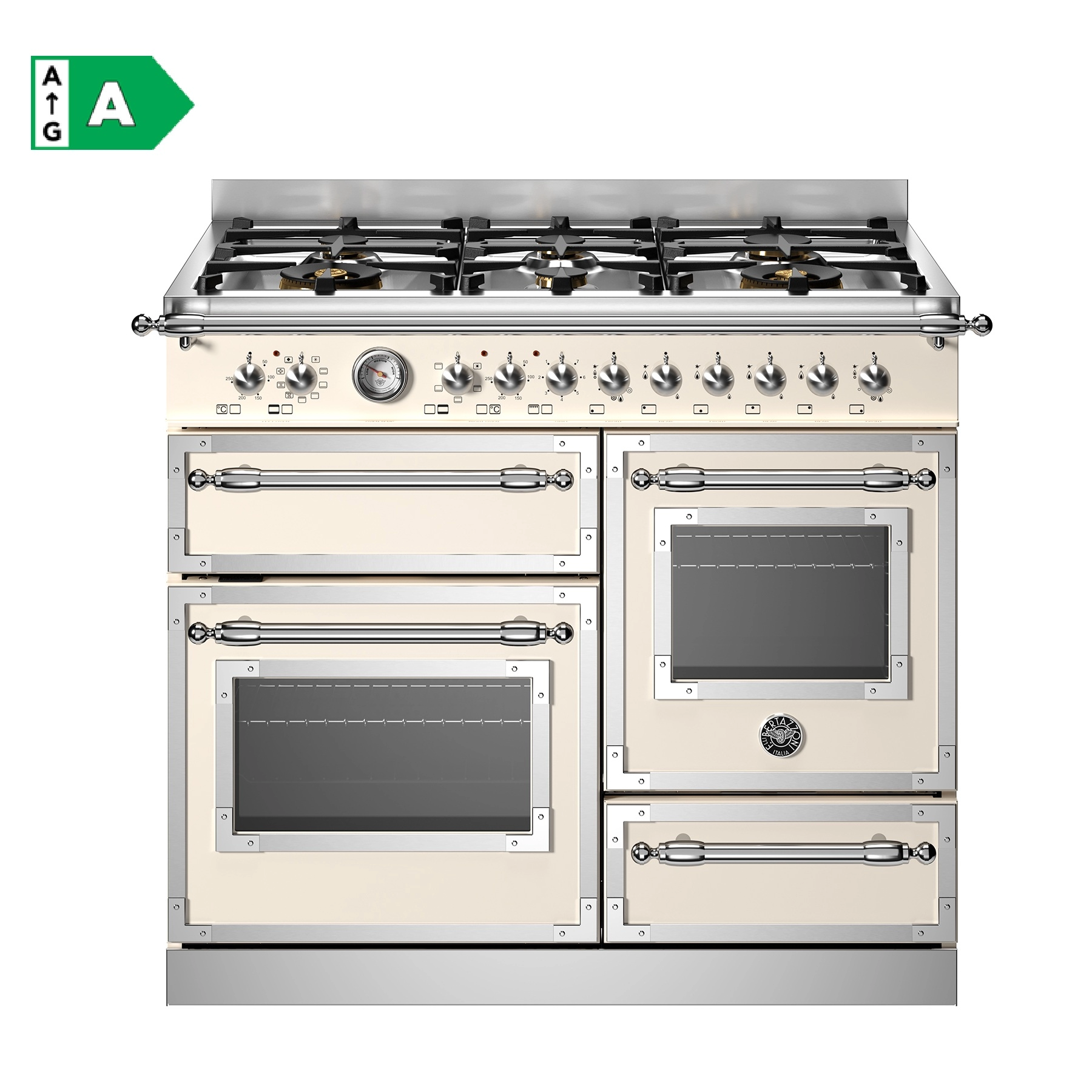 HER106L3EAVT aragaz pe gaz 3 cuptoare colectie heritage bertazzoni negru mat