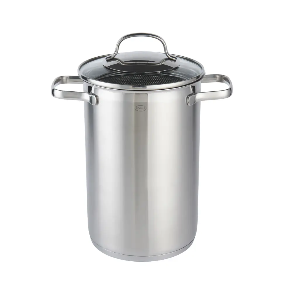 oala inalta cu capac 2in1, cu strecuratoare integrata, capacitate 4.5 litri, otel inoxidabil