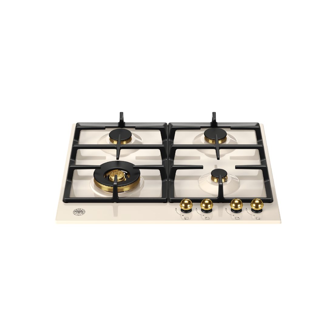 plita incorporabila pe gaz retro, bertazzoni italia, colectia heritage, 4 arzatoare, 60 cm, ivory auriu
