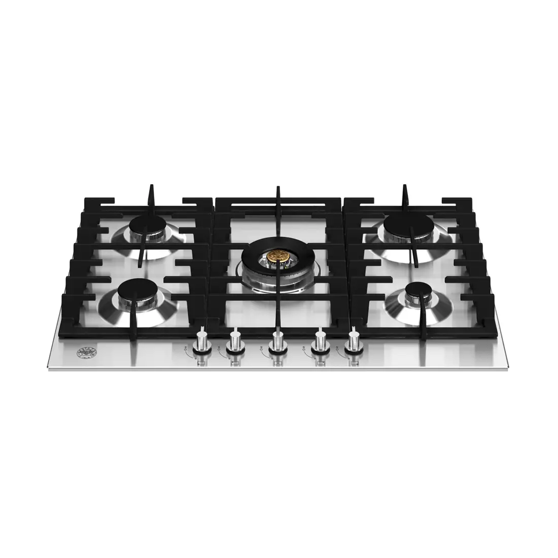 plita incorporabila pe gaz, bertazzoni italia, colectia modern, 5 arzatoare, 75 cm, inox