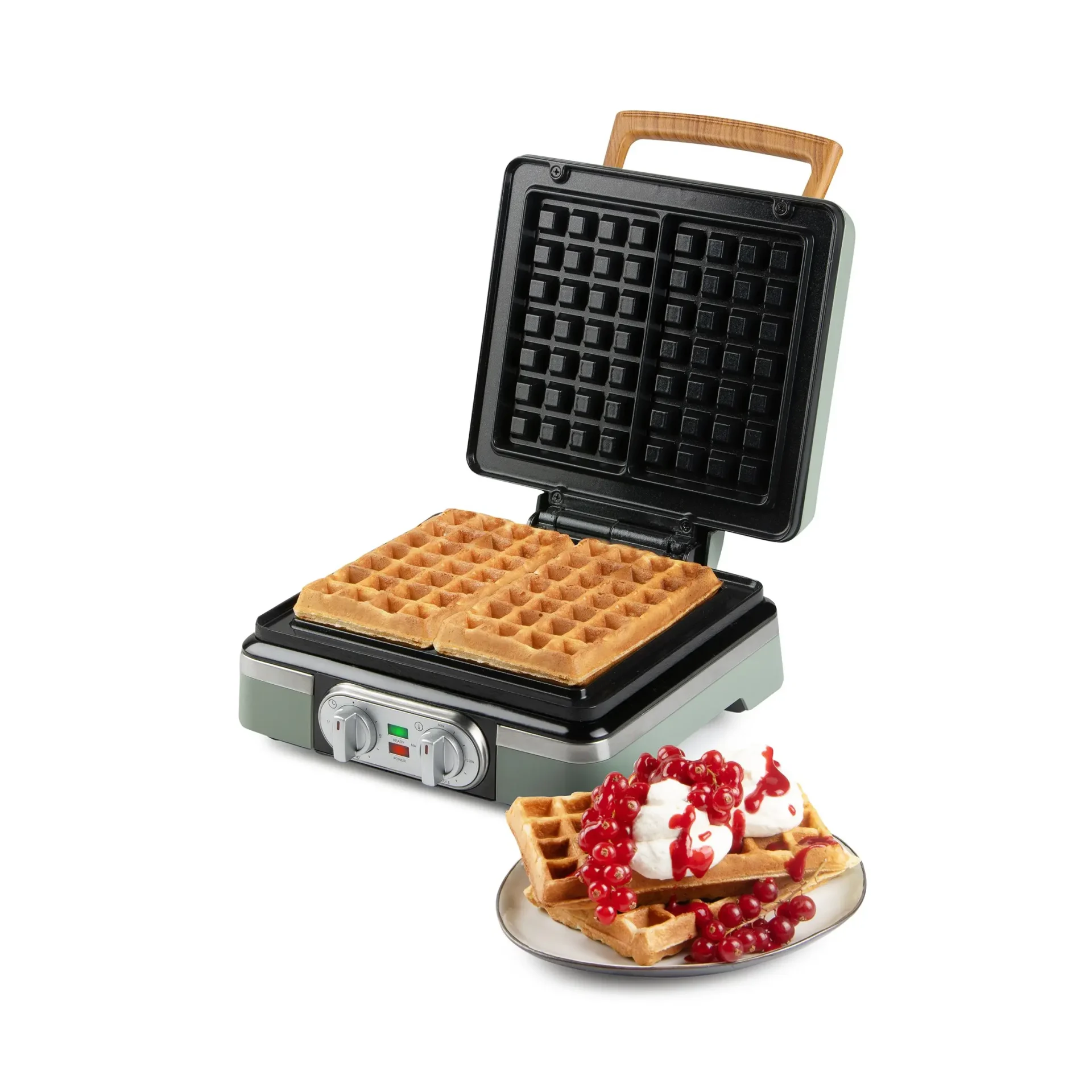 aparat de vafe si gofre domo, waffle maker, sage, putere 1520 w