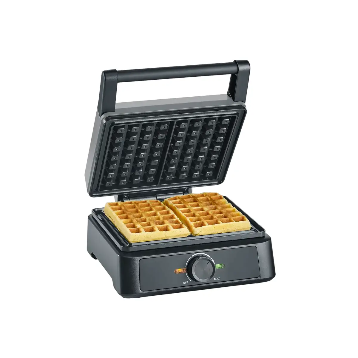 aparat de vafe si gofre severin, cu 2 placi antiaderente dreptunghiulare si panou de control mecanic, negru