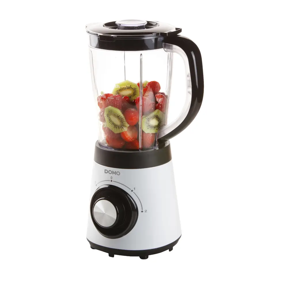 blender domo alb, cu putere 500 w, 4 lame din inox, capacitate 1.5 litri, 3 trepte de viteza