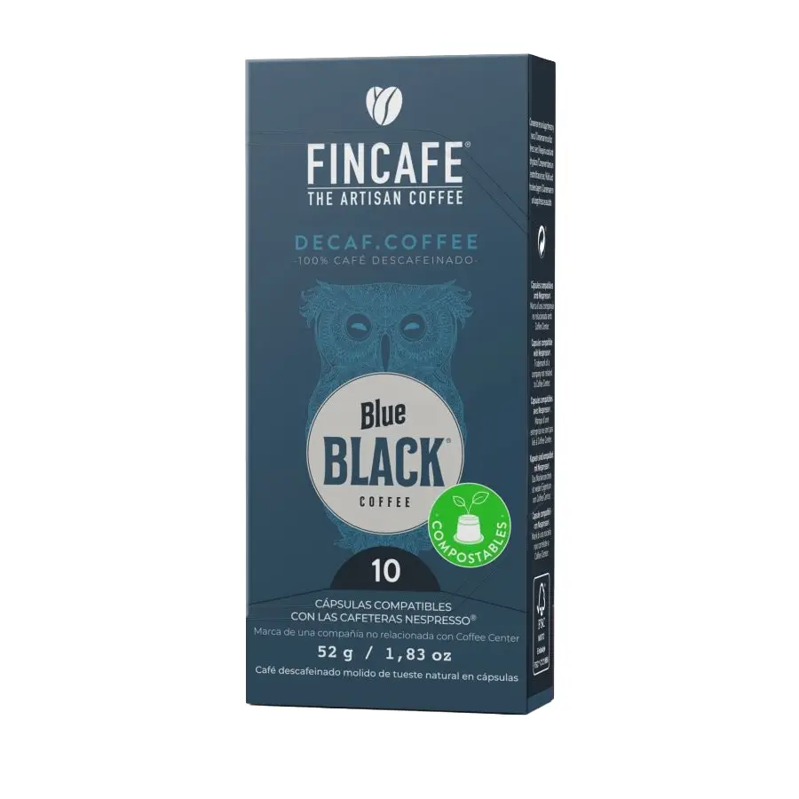 cafea decaf capsule fincafe, blue black, note racoritoare, boabe prajite natural, capsule compatibile nespresso