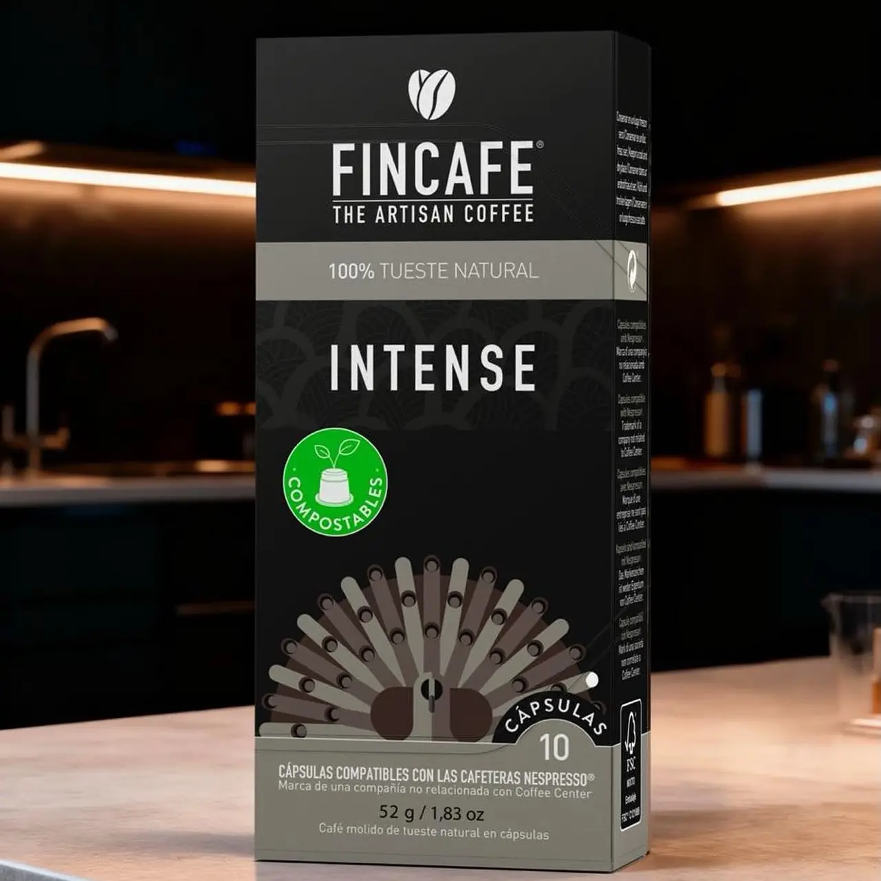cafea capsule fincafe, intense, note nuci si fructe uscate, boabe prajite natural, capsule compatibile nespresso