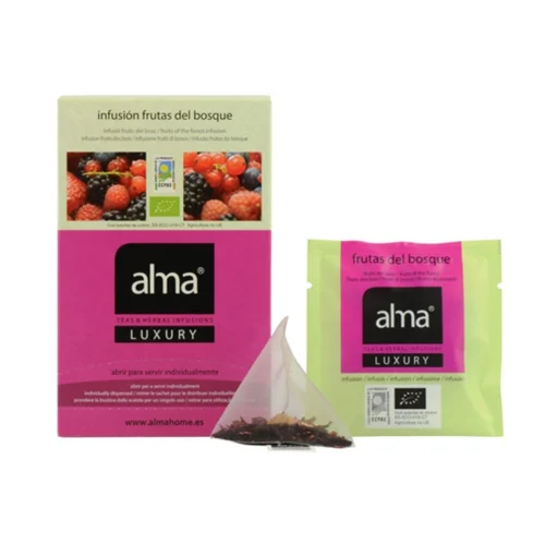 ceai bio plicuri, alma teas, fructe de padure, 100% natural, surse sustenabile, efect relaxant, bogat in vitamina C, intareste sistemul imunitar, gust echilibrat, 20 plicuri, 60 g