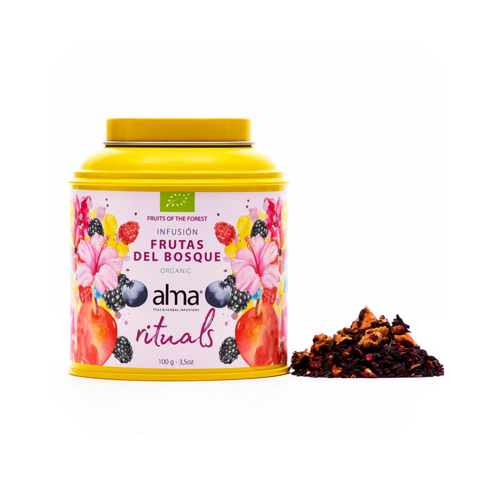 ceai de fructe de padure bio, alma teas, infuzie, 100% natural, surse sustenabile, efect relaxant, bogat in vitamina C, intareste sistemul imunitar, gust echilibrat, 100 g