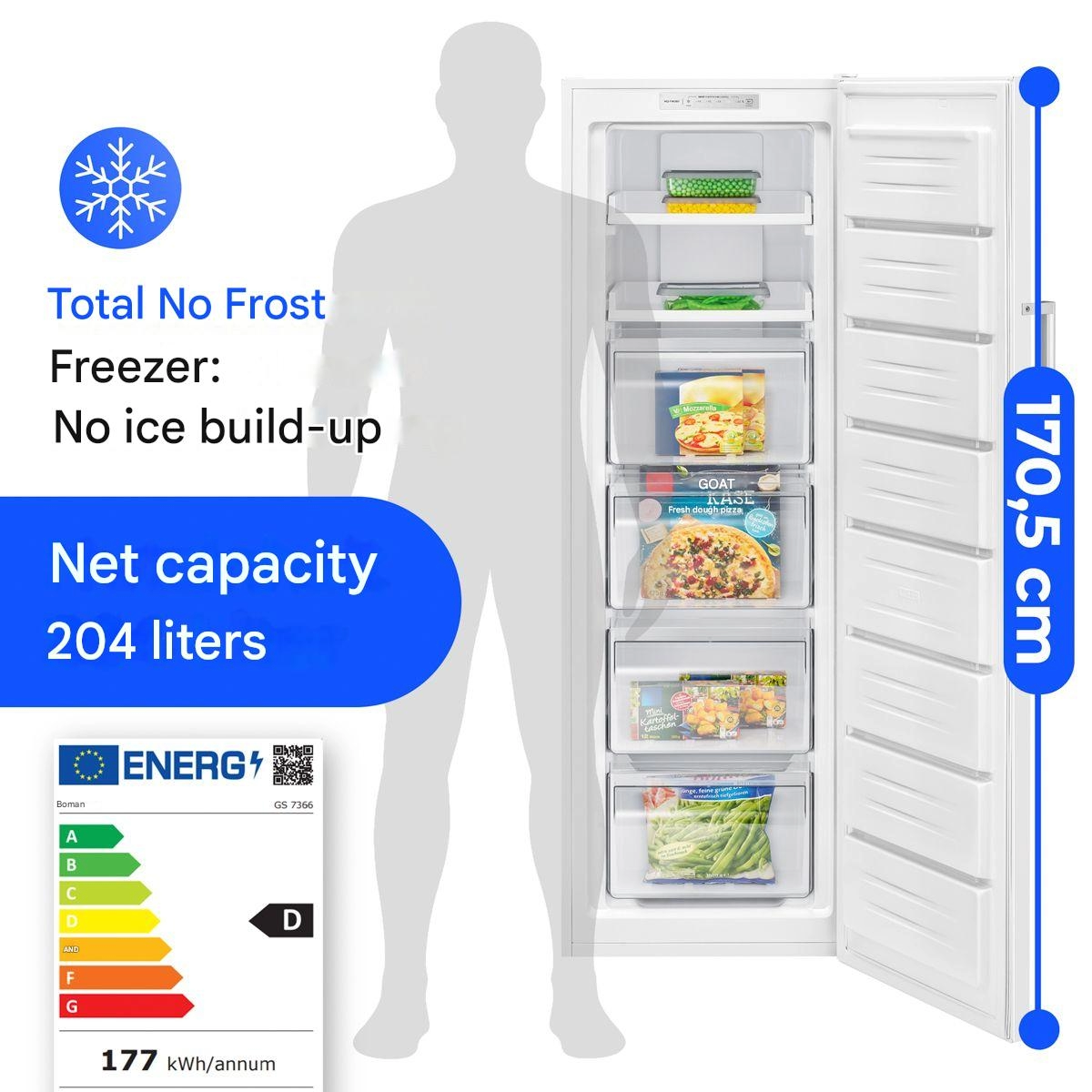congelator GS7366 204 litri bomann alb