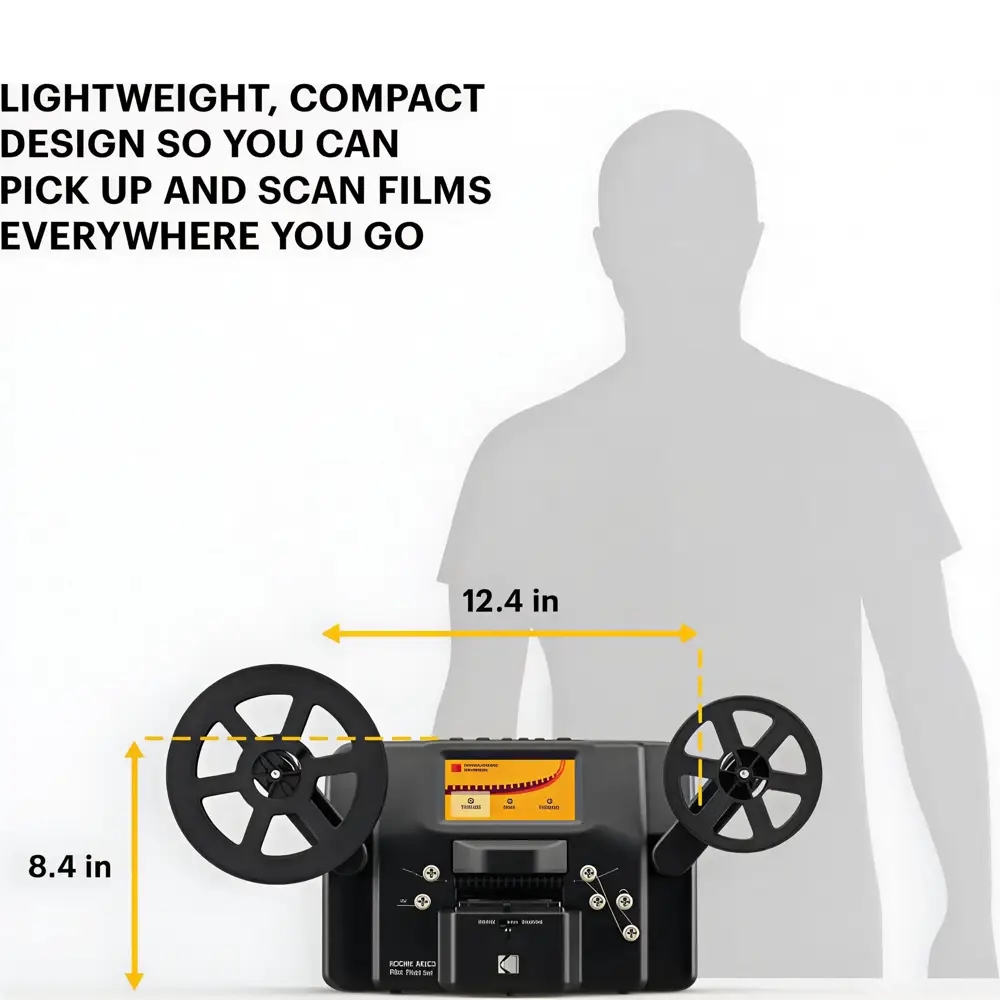 convertor pentru film 8mm si super 8mm, kodak, reels film digitizer, compact si usor de transportat, ideal pentru calatorii