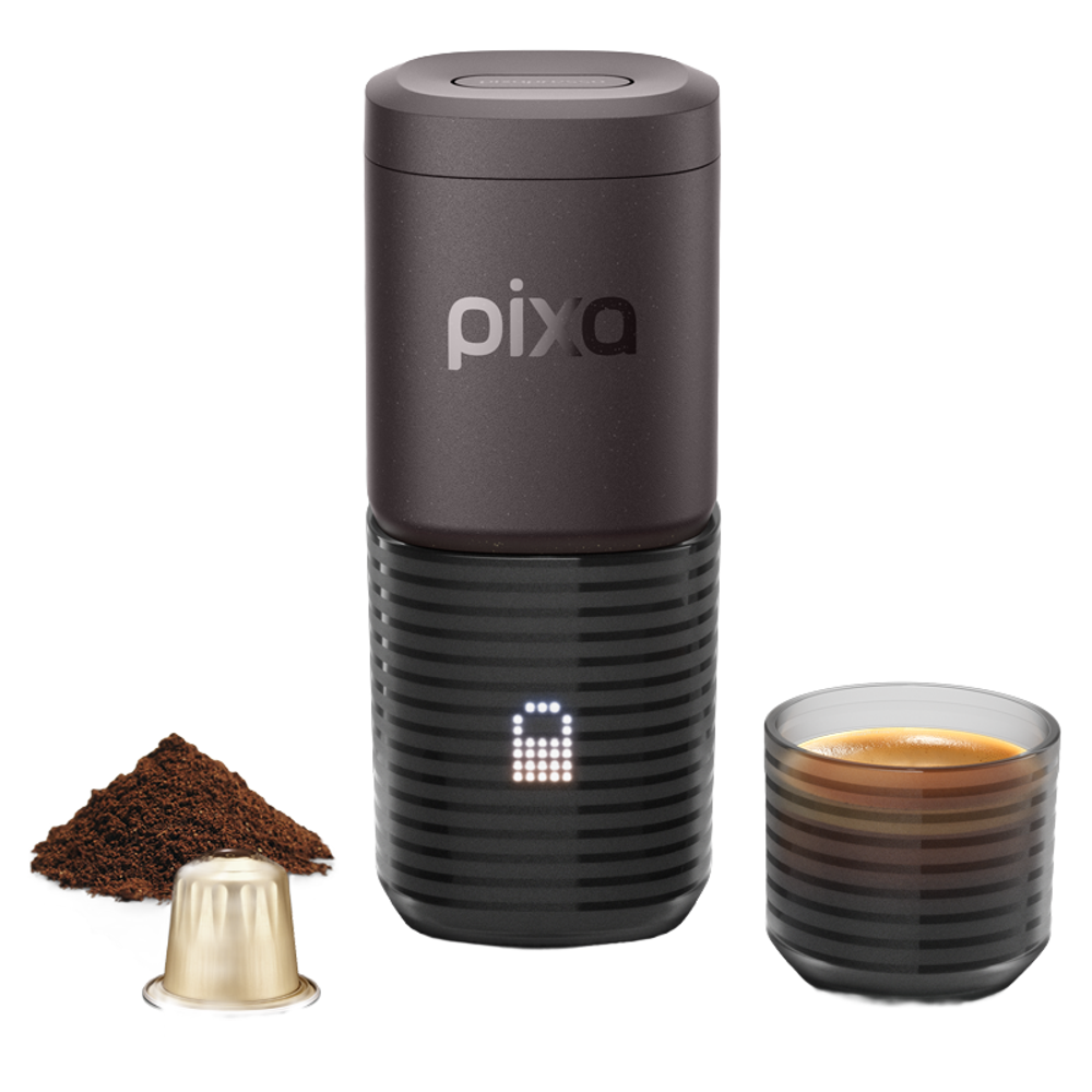 espressor automat portabil wacaco, pixapresso, 20 bari, ideal pentru calatorii, compactibil cu Nespresso/cafea macinata, 8-16 g cafea, display LED, temperatura reglabila, incalzire rapida, accesorii incluse, compact, burgundy