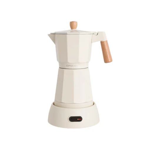 espressor moka electric create, capacitate rezervor apa 300 ml, portivit pentru pana la 6 cesti de cafea, timp pregatire 5 min, functie keep warm, bpa free, baza 360°, 480 W, crem