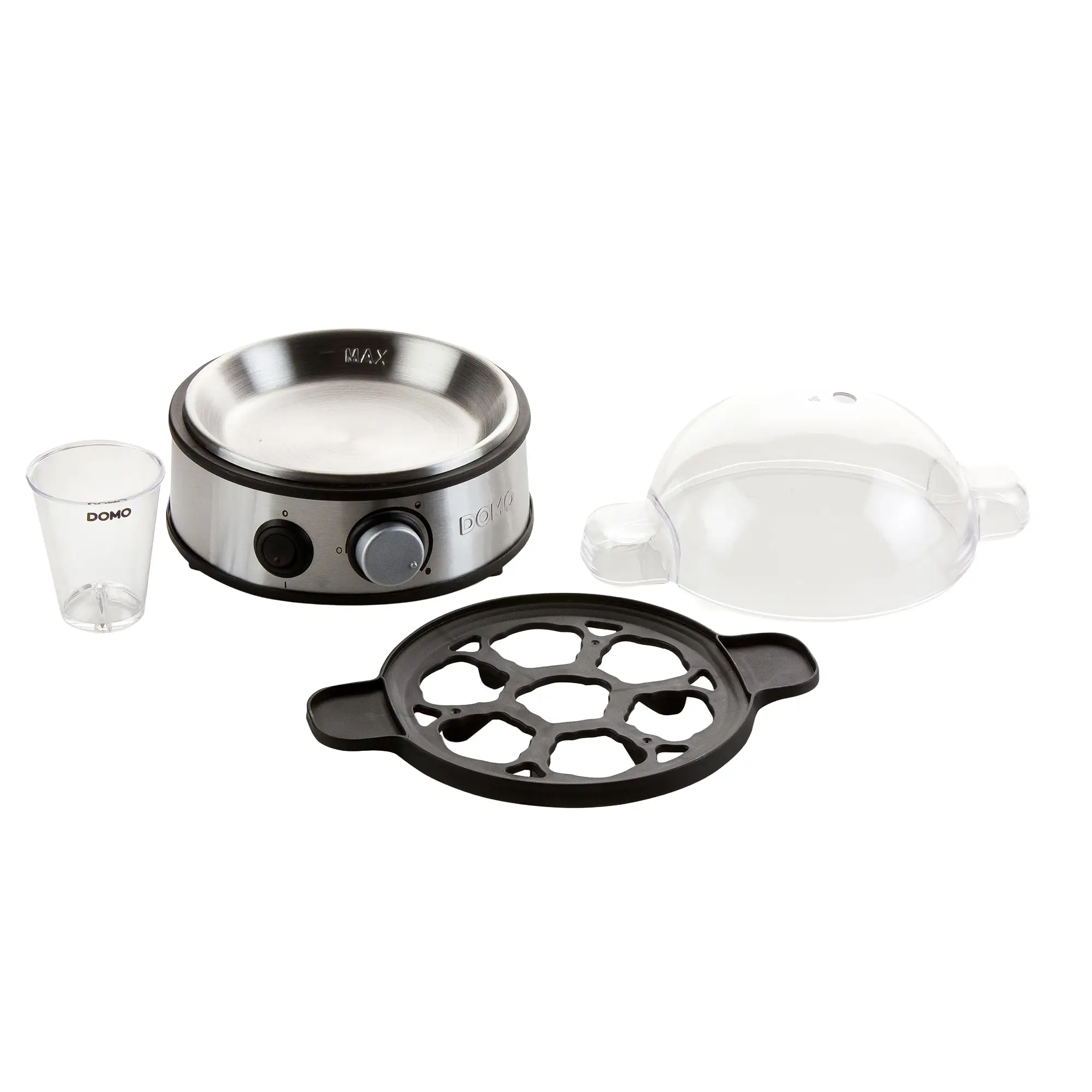 componente aparat pentru fierberea oualelor, domo, capacitate 7 oua, cu accesoriu cana gradata cu perforator