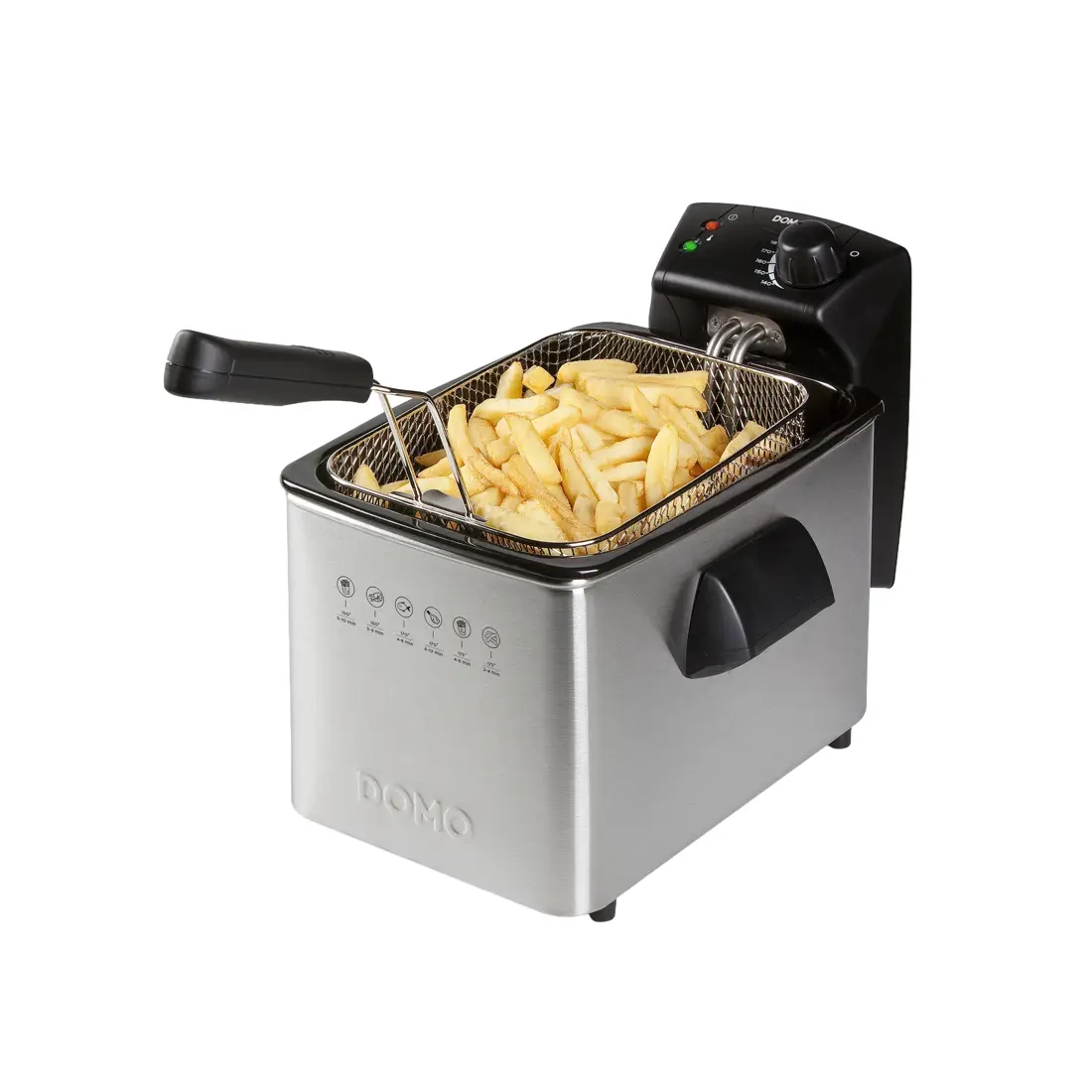 friteuza cu ulei, domo, capacitate 4 litri, 6 programe prestabilite, temperatura 190 grade, 3000 w, inox