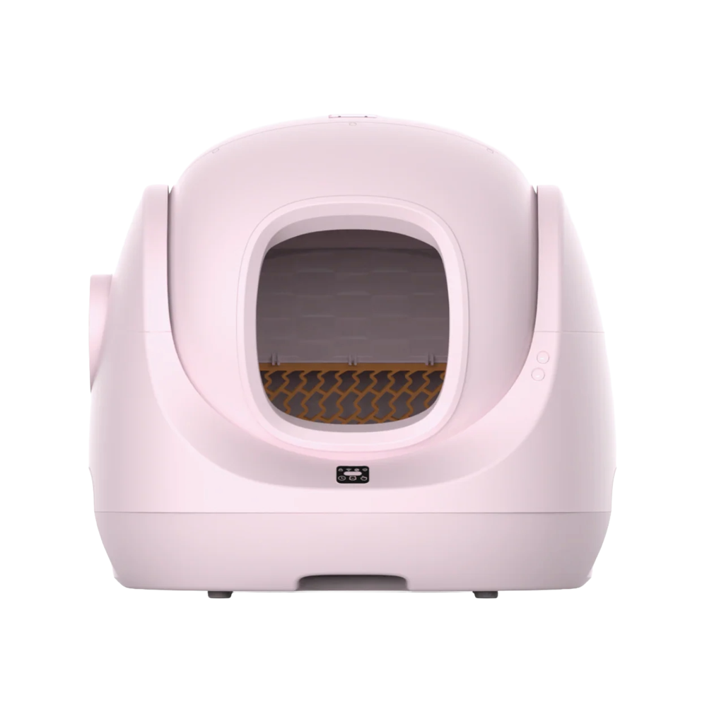 litiera automata cu functie autocuratare pentru pisici, catlink, baymax sakura, 70 litri, wi-fi, control prin aplicatie, monitorizare pisici multiple, raport medical generat AI, deodorizant, covor antibacterian, senzor infrarosu, 4 senzori gravitationali, roti mobile, roz