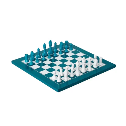 set sah, printworks, wood chess, 35 x 35 cm, cutie de prezentare eleganta, material lemn, ideal cadou, verde/alb