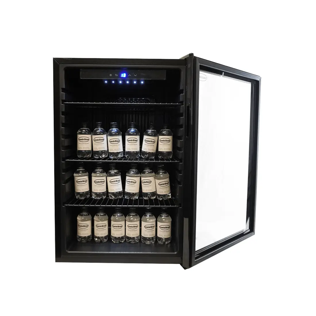 vitrina frigorifica, combisteel, cu capacitate 115 litri sau 161 de doze, cu 3 rafturi interschimbabile si decongelare automata