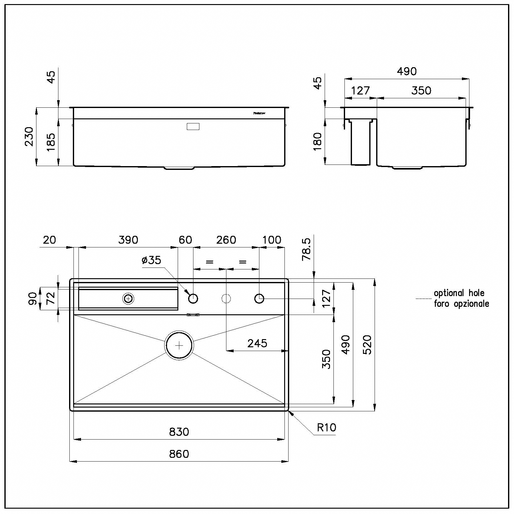 Chiuveta de bucatarie premium, Foster, Galante, dimensiuni