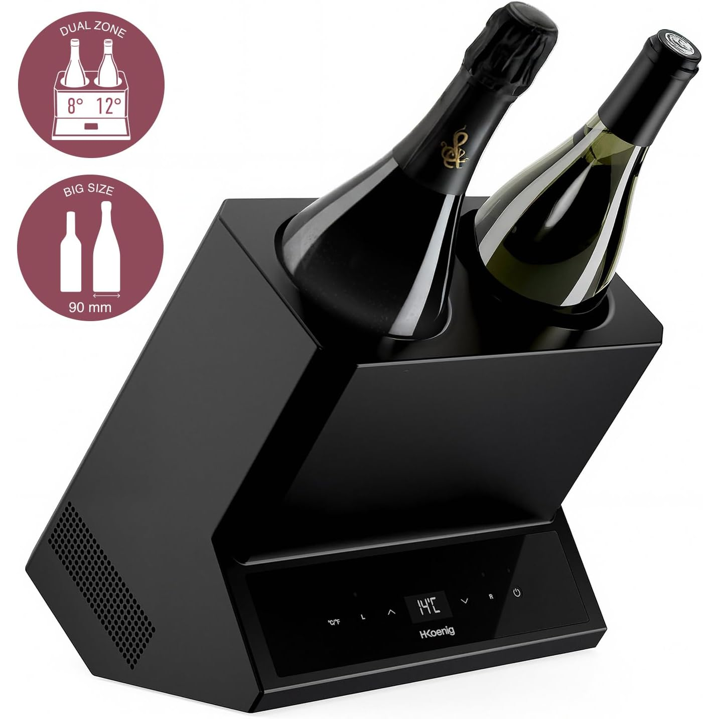 Racitor de vin, 2 sticle, H. Koenig, negru