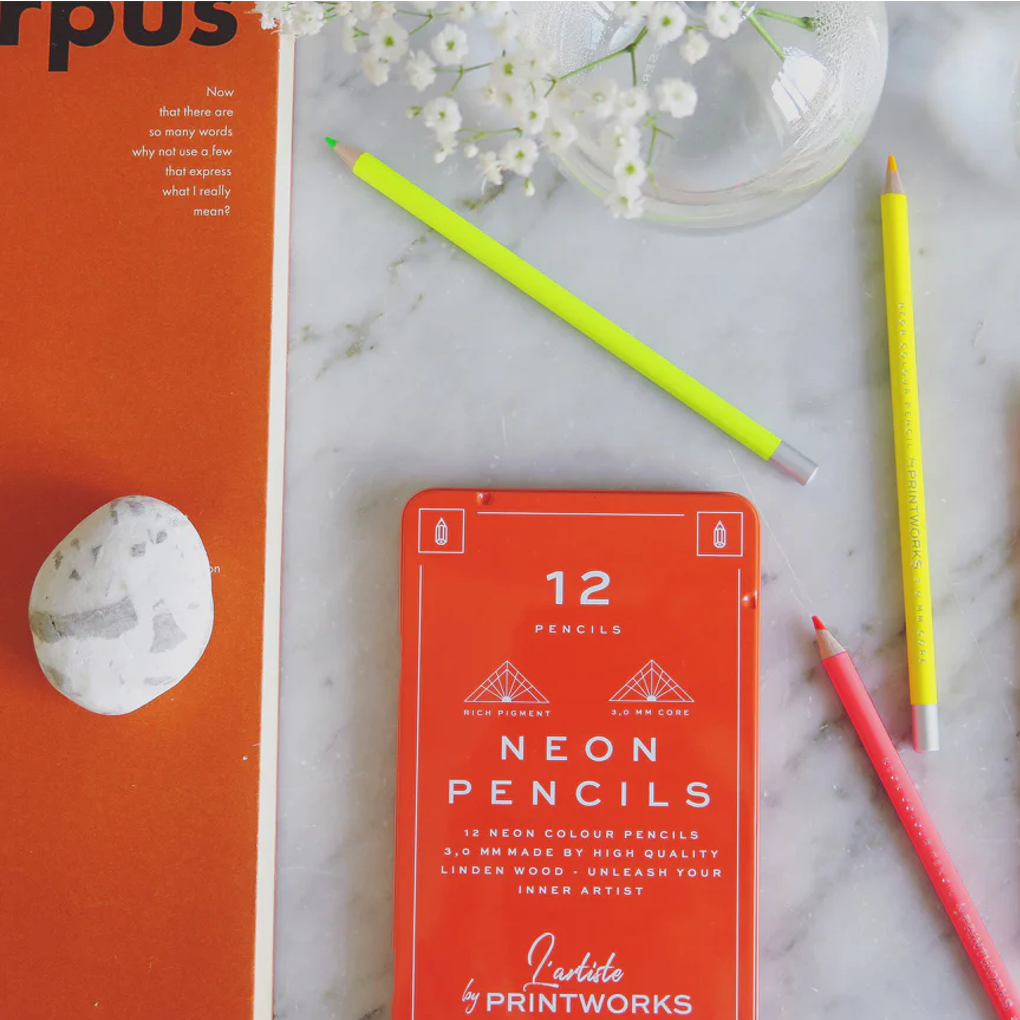 Set 12 creioane colorate, Printworks, neon
