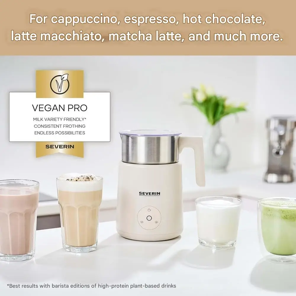 aparat de spumare lapte severin, capacitate 400 ml, ideal pentru cappucino, frappe, matcha, latte, si lapte vegan
