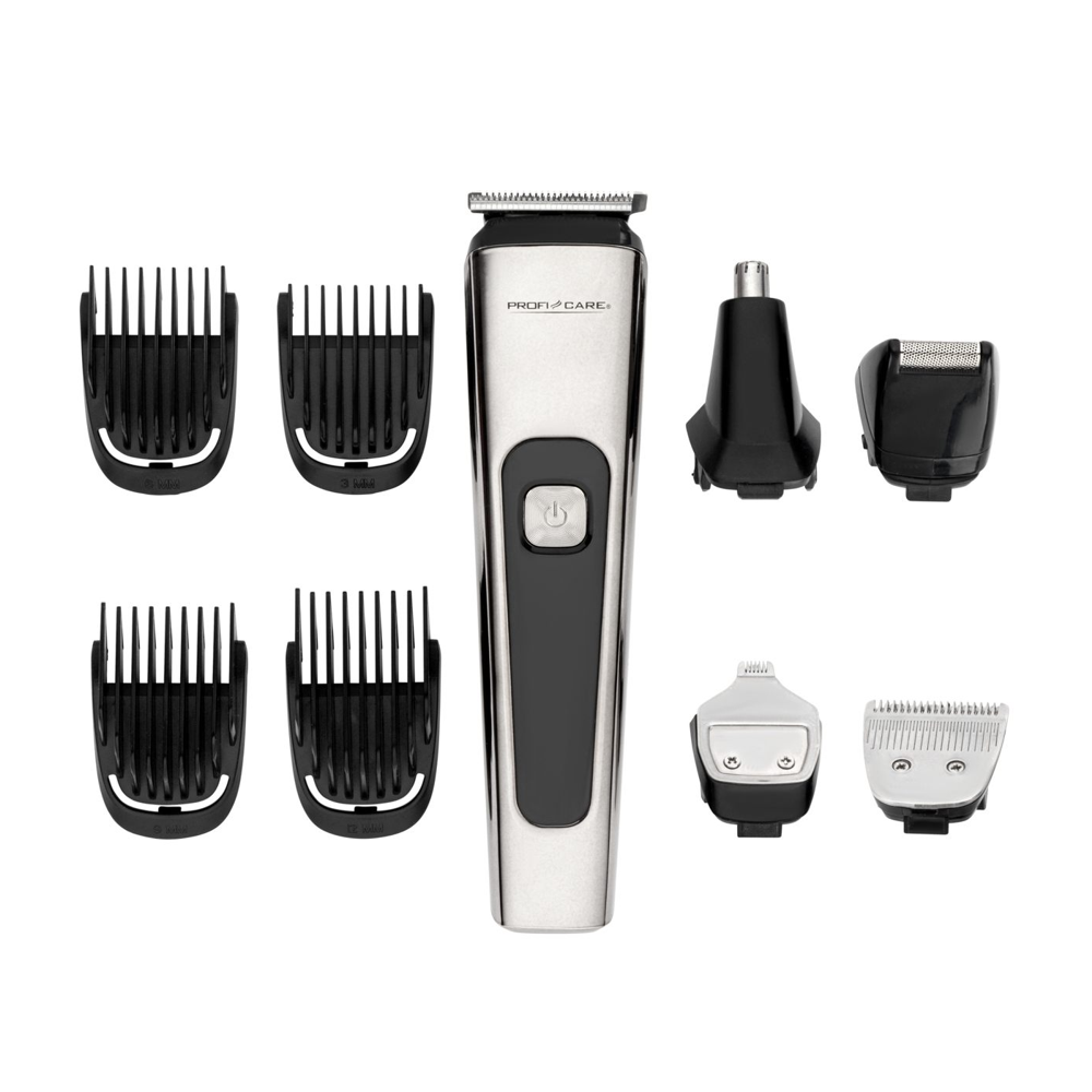 aparat de tuns si ras 5in1, proficare, professional, cu 5 capete interschimbabile si 4 pieptene de diferite marimi, crom