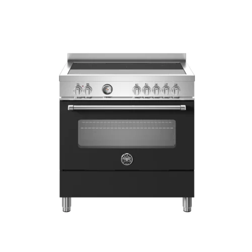 Aragaz cu plita pe inductie Bertazzoni, colectie Master, latime 90 cm, 5 zone, cuptor electric 103 l, temperatura reglabila max. 250°C, 11 functii de gatit, convectie, iluminare interioara, termometru integrat, sticla triplustratificata, negru mat