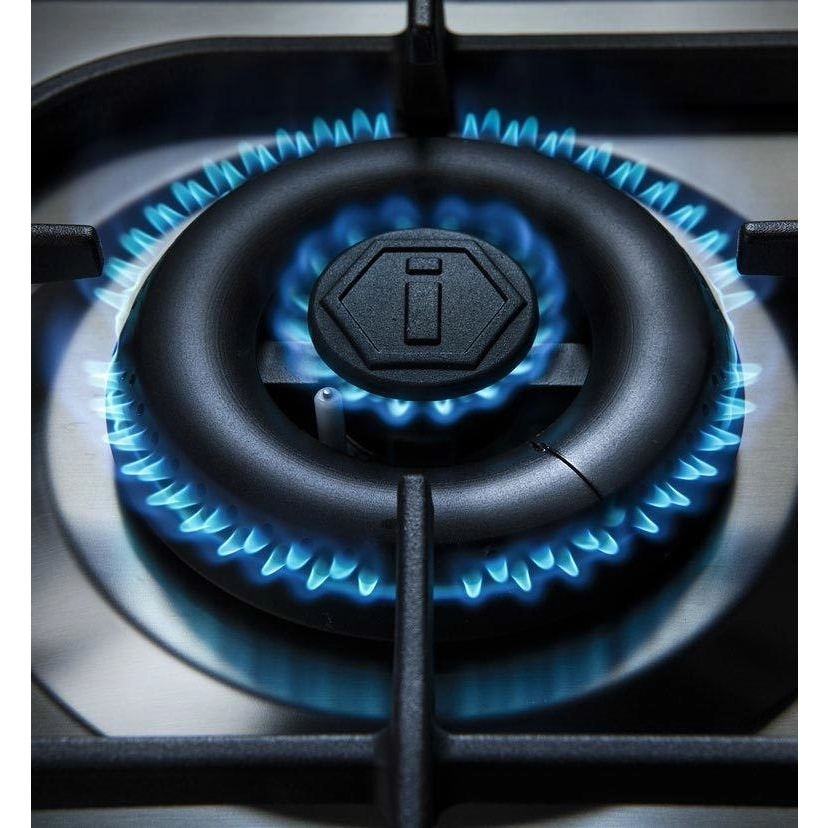 Aragaz pe gaz premium ILVE, Nostalgie, 60 cm, 4 arzatoare, cuptor electric 65 litri, design vintage, timer 60 min, usa cuptor cu 3 straturi de sticla, gatire ECO, dezghetare, 15 functii de gatire multiple, iluminare interioara automata, crem/ auriu, prezentare arzator dubla coroana