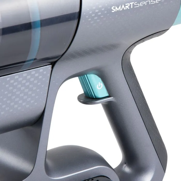 aspirator multifunctional 2in1, domo, fara sac si fara fir, functie de aspirator de mana, cu buton on/off accesibil, turcoaz