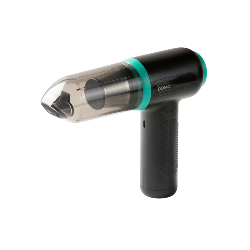 Aspirator de mana fara fir 2in1 DOMO, suflanta aer, autonomie 30 min, motor 90000 RPM, presiune aer 16 kPa, perii interschimbabile, iluminare LED, rezervor detasabil, filtru de praf lavabil, control pe maner, zgomot redus, ergonomic, usor de folosit, negru