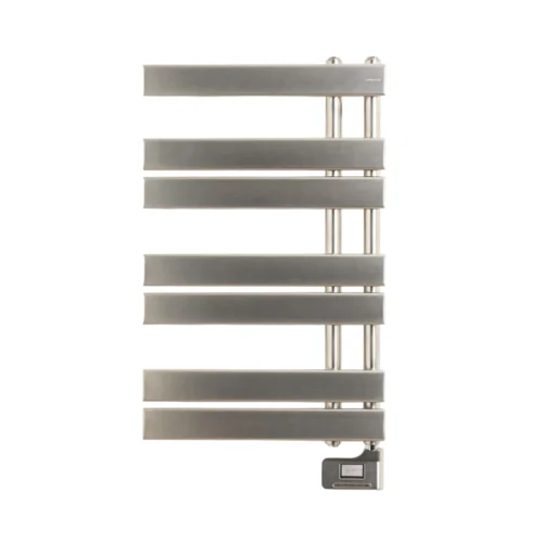 calorifer/radiator electric pentru baie create, warm towel modern, port-prosop, temperatura 40°C, panou de control digital, poate fi montat pe perete, timer 24h, consum redus, picioare si raft incluse, inox