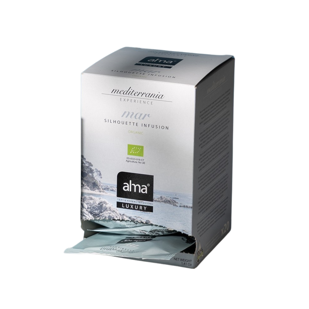 Ceai bio 20 plicuri Alma Teas, Luxury, Mediterrania, provenit din culturi 100% organice, surse sustenabile, efect revigorant, adjuvant digestiv, 40 g