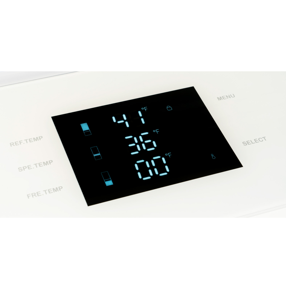 Combina frigorifica premium incorporabila Total No Frost Bertazzoni, 449 litri, colectie Master, congelator 126 litri, dispenser apa/gheata, 3 rafturi, 3 compartimente pe usa, temperatura reglabila, panou control tactil, iluminare LED, functie Eco, functie Vacanta, racire rapida, prezentare panou control