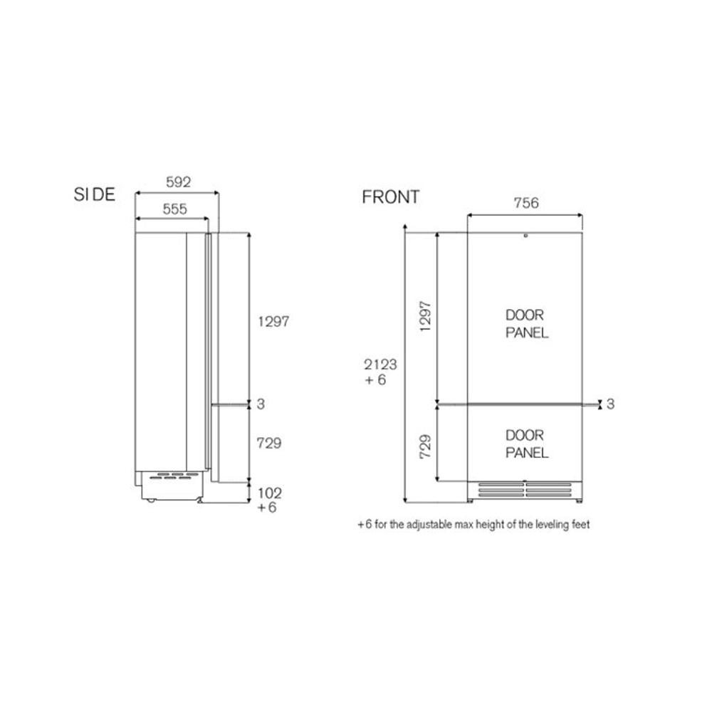Combina frigorifica premium incorporabila Total No Frost Bertazzoni, 449 litri, colectie Master, congelator 126 litri, dispenser apa/gheata, 3 rafturi, 3 compartimente pe usa, temperatura reglabila, panou control tactil, iluminare LED, functie Eco, functie Vacanta, racire rapida, dimensiuni produs