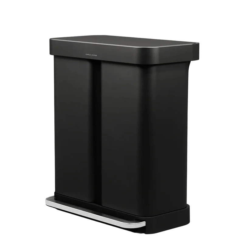 cos de gunoi cu pedala, simplehuman, capacitate totala 58 litri, negru