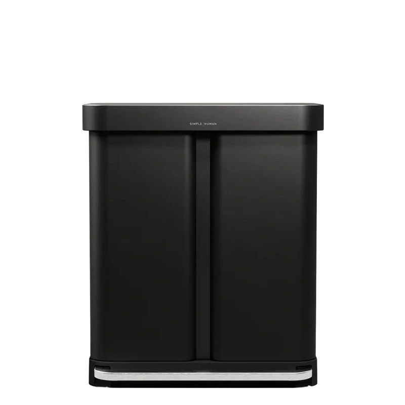 cos de gunoi cu pedala, simplehuman, capacitate totala 58 litri, negru