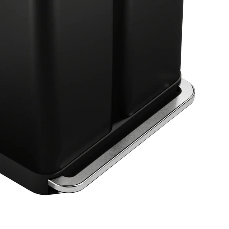 cos de gunoi cu pedala, simplehuman, capacitate totala 58 litri, cu pedala din otel inoxidabil, negru