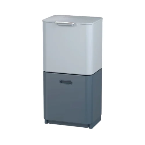 cos de gunoi joseph joseph, totem, capacitate 2x30 litri, 2 compartimente, filtru de carbune activ, reduce mirosurile si um iditatea, compartiment resturi menajere 3 litri, design modern, corp din otel inoxidabil, bleu