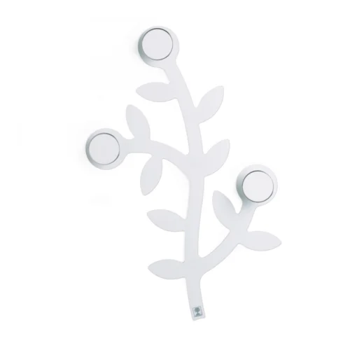 cuier de perete foppapedretti, appendialbero, 3 agatatoare, design practic si elegant, compact, ideal depozitare geci, paltoane, genti, unitate modulara, alb