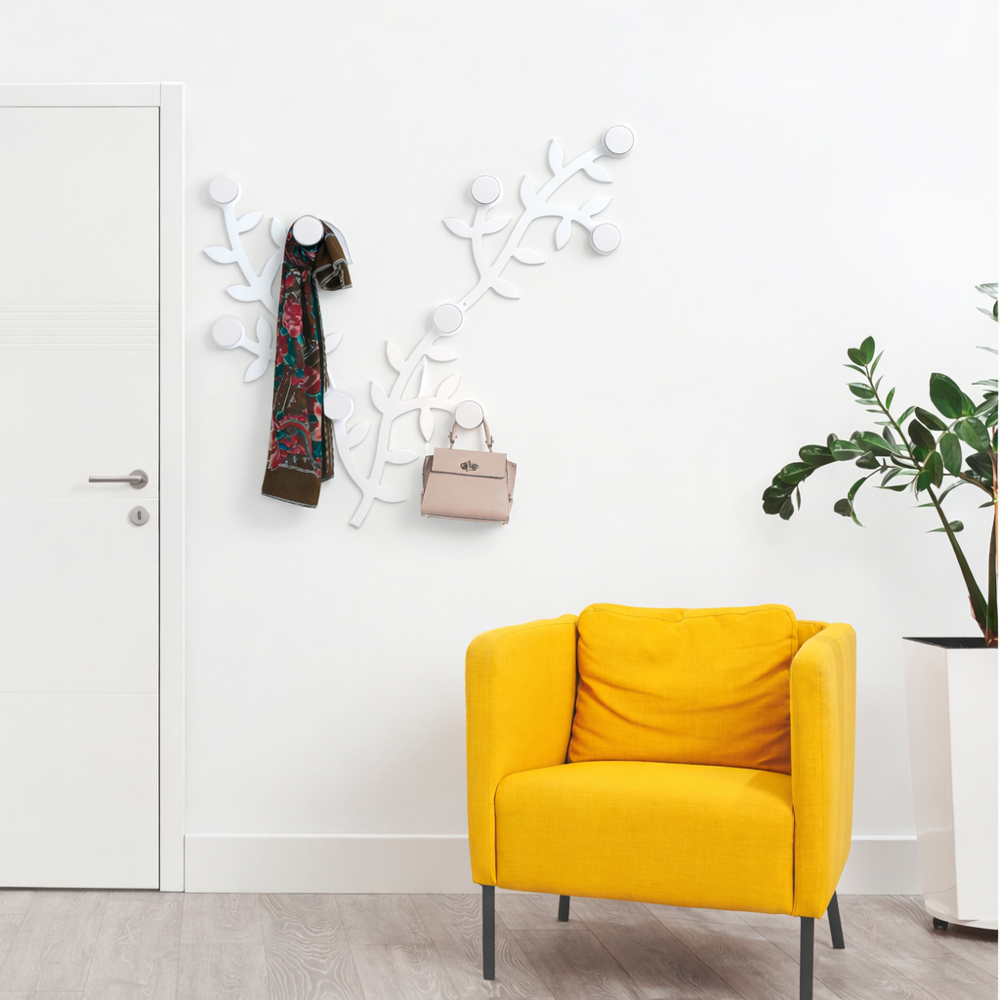 cuier de perete foppapedretti, appendialbero, 3 agatatoare, design practic si elegant, compact, ideal depozitare geci, paltoane, genti, unitate modulara, alb, agatat pe perete