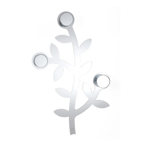 cuier de perete foppapedretti, appendialbero, 3 agatatoare, design practic si elegant, compact, ideal depozitare geci, paltoane, genti, unitate modulara, aspect oglinda, argintiu