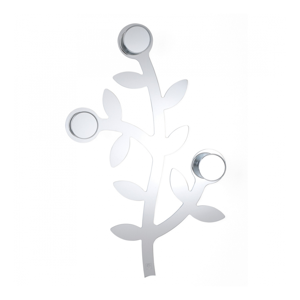 cuier de perete foppapedretti, appendialbero, 3 agatatoare, design practic si elegant, compact, ideal depozitare geci, paltoane, genti, unitate modulara, aspect oglinda, argintiu