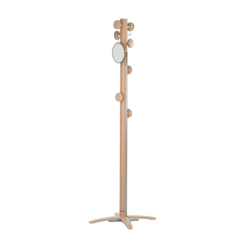 cuier pentru haine foppapedretti, espansiva lux, structura din lemn masiv de fag, bara laterala pliabila pentru umerase, 9 agatatoare, design practic si elegant, compact, ideal pentru depozitare geci si paltoane, include oglinda, lemn natur