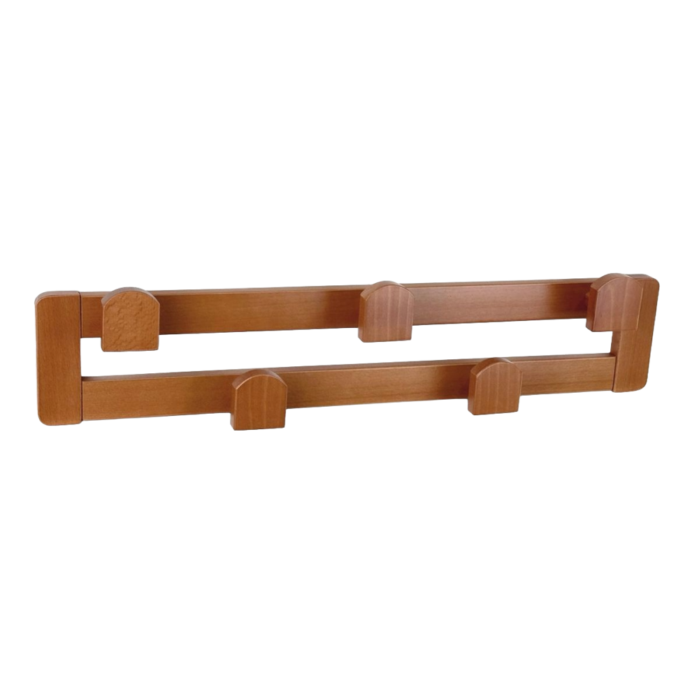 cuier pentru perete, arredamenti, daisy 2, 5 agatatoare, structura din lemn masiv de fag, design practic si elegant, compact, ideal depozitare geci, paltoane, genti, montare facila, made in italy, lemn cires