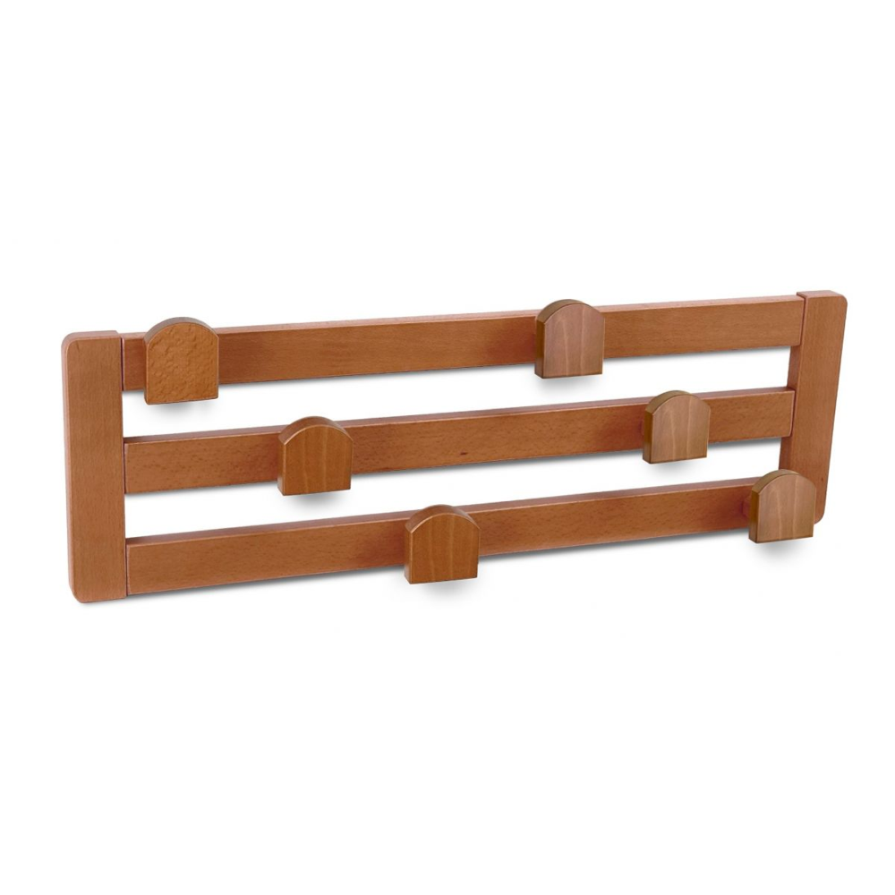 cuier pentru perete, arredamenti, daisy 3, 6 agatatoare, structura din lemn masiv de fag, design practic si elegant, compact, ideal depozitare geci, paltoane, genti, montare facila, made in italy, lemn cires