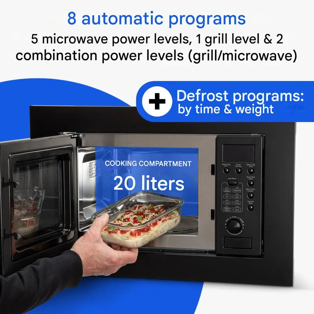 cuptor cu microunde incorporabil bomann, finisaj negru