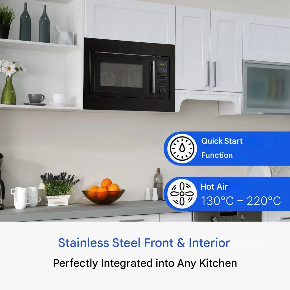 cuptor cu microunde, incorporabil, 3 in 1, grill, inductie, child lock, negru mat