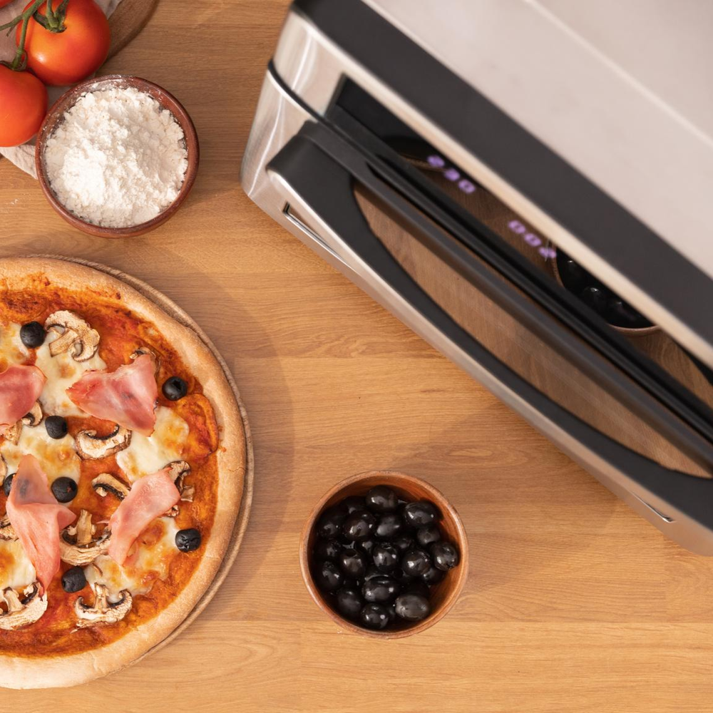 cuptor electric cu convectie, cecotec, cu capacitate de 30 litri si 9 programe prestabilite, amplasat pe blat in bucatarie, inox