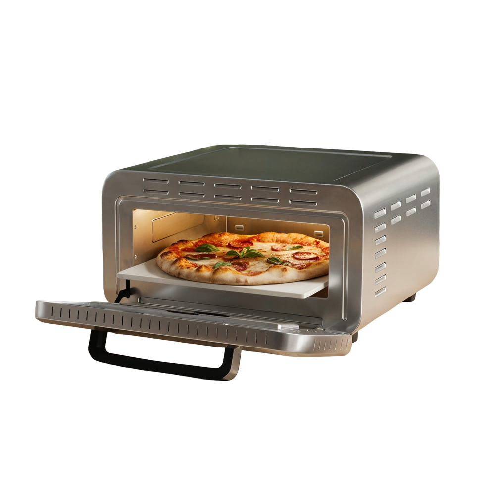 cuptor electric pentru pizza, proficook, pizza oven, cu 5 programe prestabilite si temperatura maxima 400°C, inox