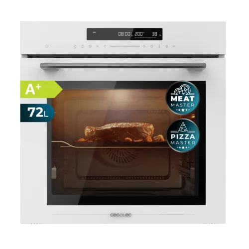 cuptor incorporabil multifunctional, cecotec, bolero hexa glass, cu capacitate de 72 litri si clasa energetica A+, alb